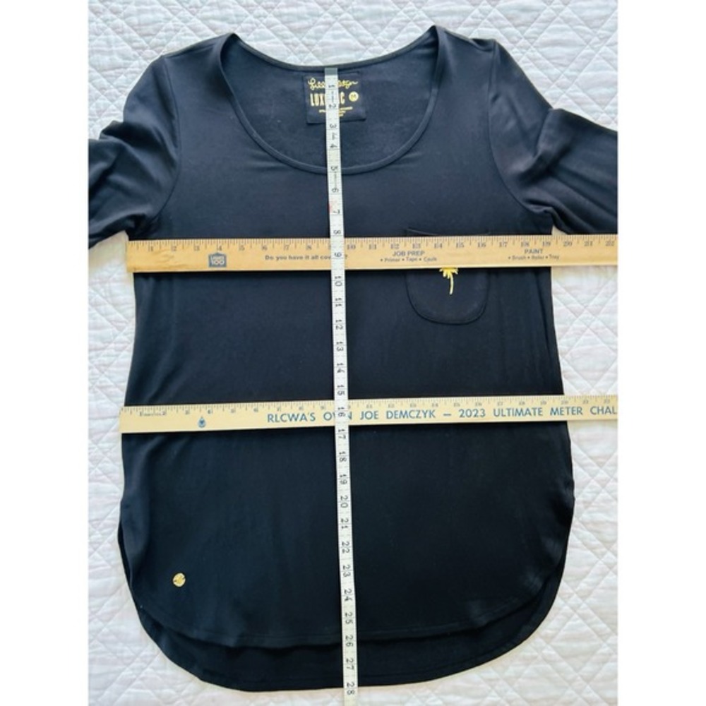 Lilly Pulitzer Luxletic Black Beachcomber Scoop Neck Long Sleeve Tunic Top‎ Med - Picture 4 of 9